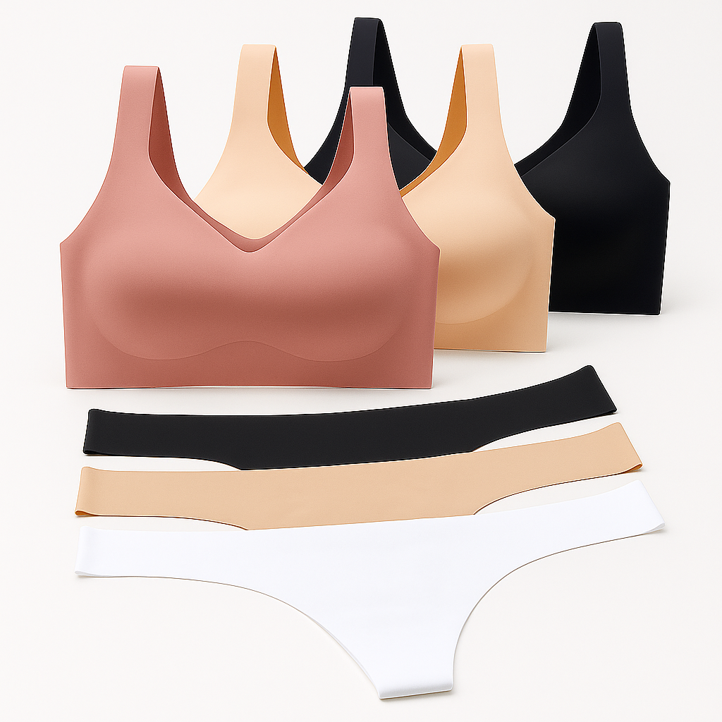 3 CORPIÑOS SEGUNDA PIEL + 3 BOMBACHAS SIN COSTURA DE REGALO