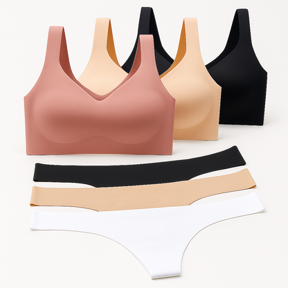 3 CORPIÑOS SEGUNDA PIEL + 3 BOMBACHAS SIN COSTURA DE REGALO